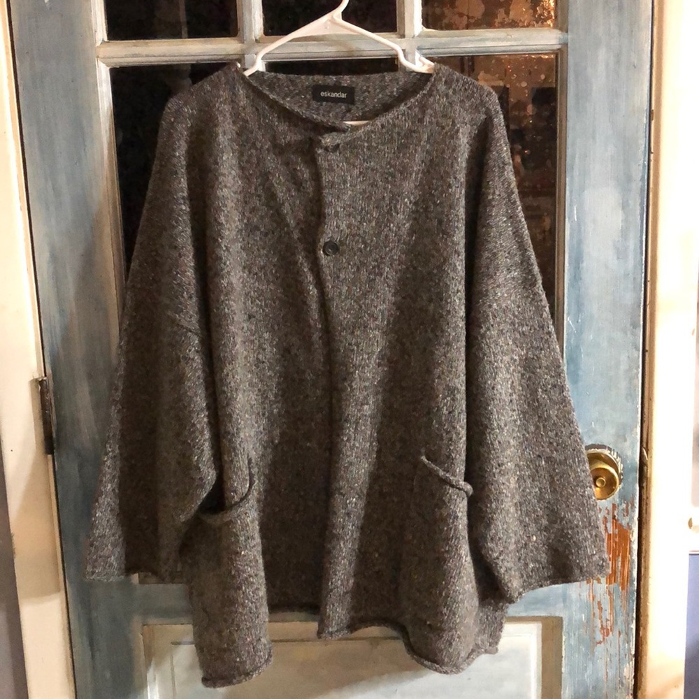 brown 100% camel hair Eskandar poncho sweater